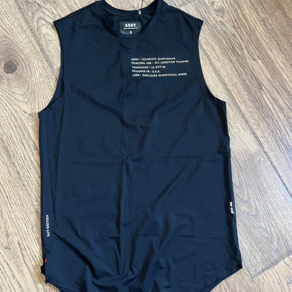 ASRV DSG-0209 - Men's Silver-Lite Muscle Tanktop Tank Tee - Black - Size S SMall